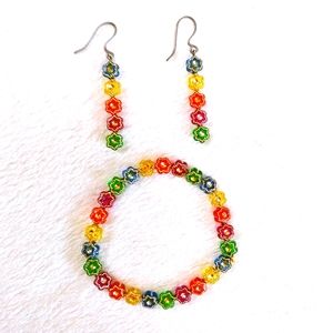 New✨Floral Gem Earring & Bracelet Set